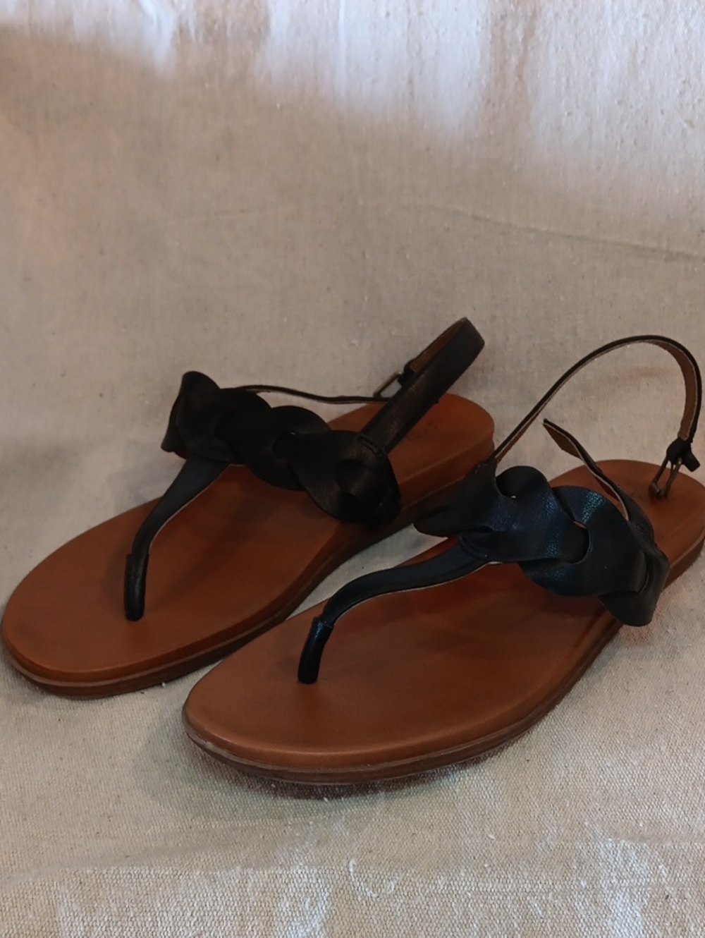 Indigo Rd. Women’s Black Braided Leather Thong Sandals